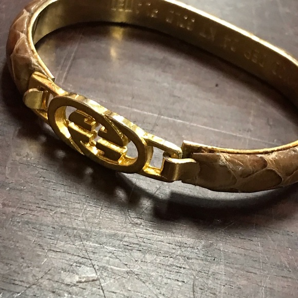 Vintage Gucci tan snakeskin and 24K Gold plated bracelet - Picture 4 of 12